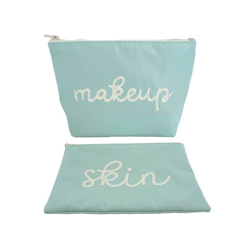 stitched words cosmetic bag